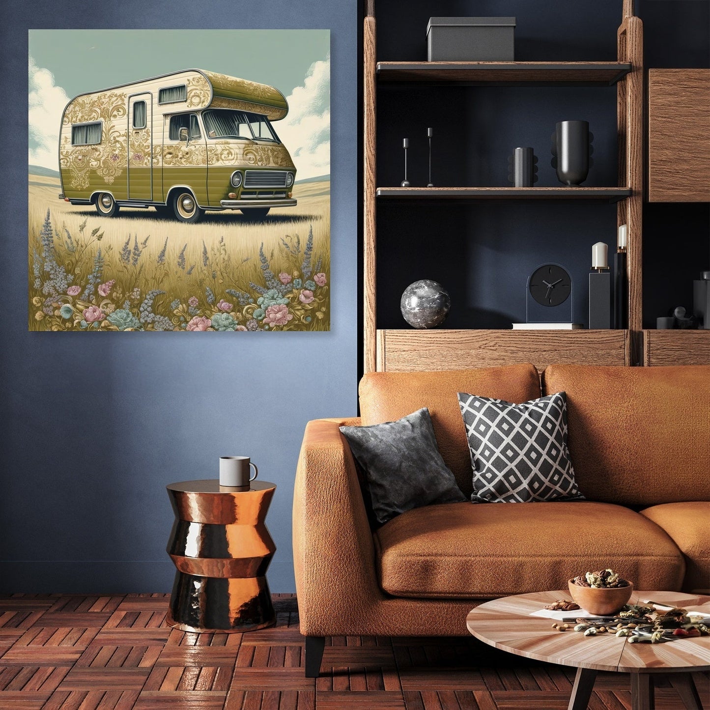 Retro Flower Camper Canvas