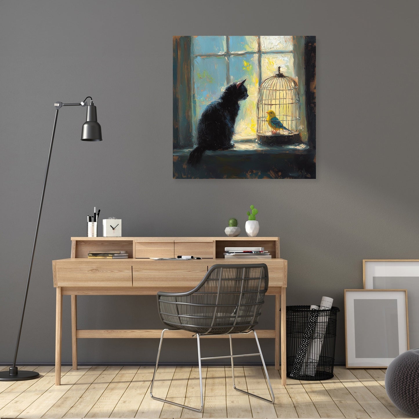 Cat and Canary Standoff Canvas