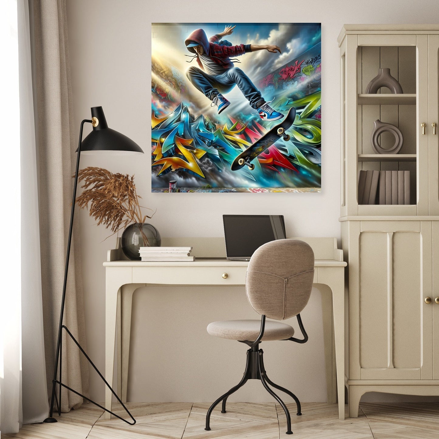 Hyper-Real Graffiti Skate Canvas