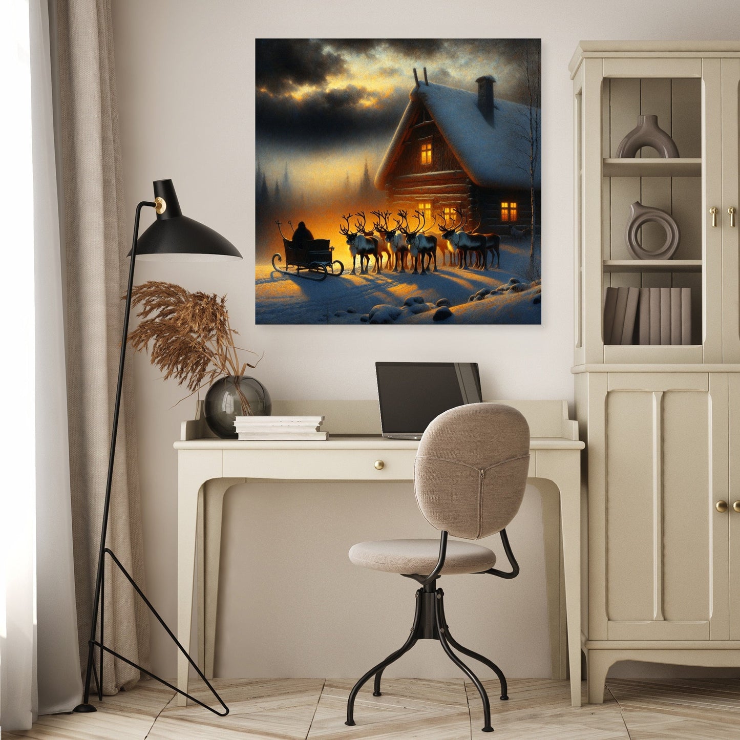 Reindeer Vigil Dusk Canvas