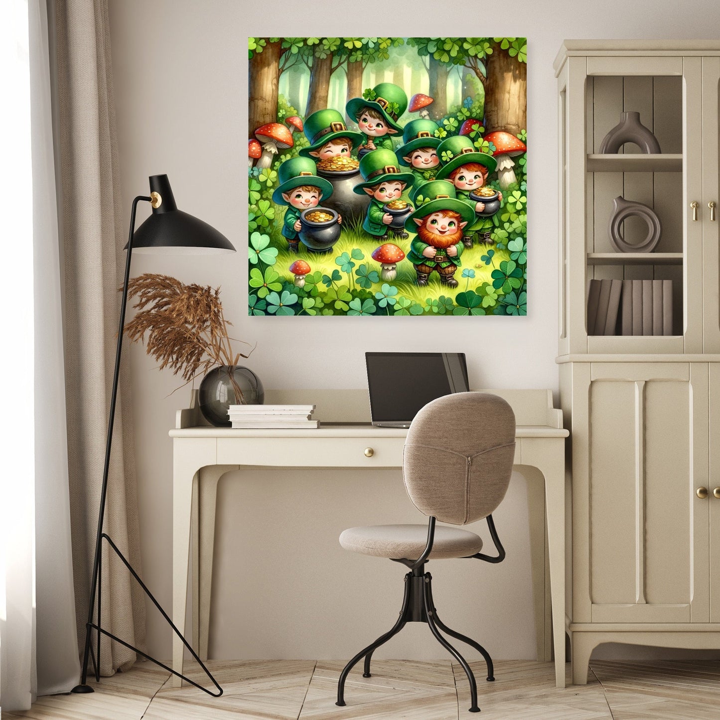 Clover Mischief Leprechauns Canvas
