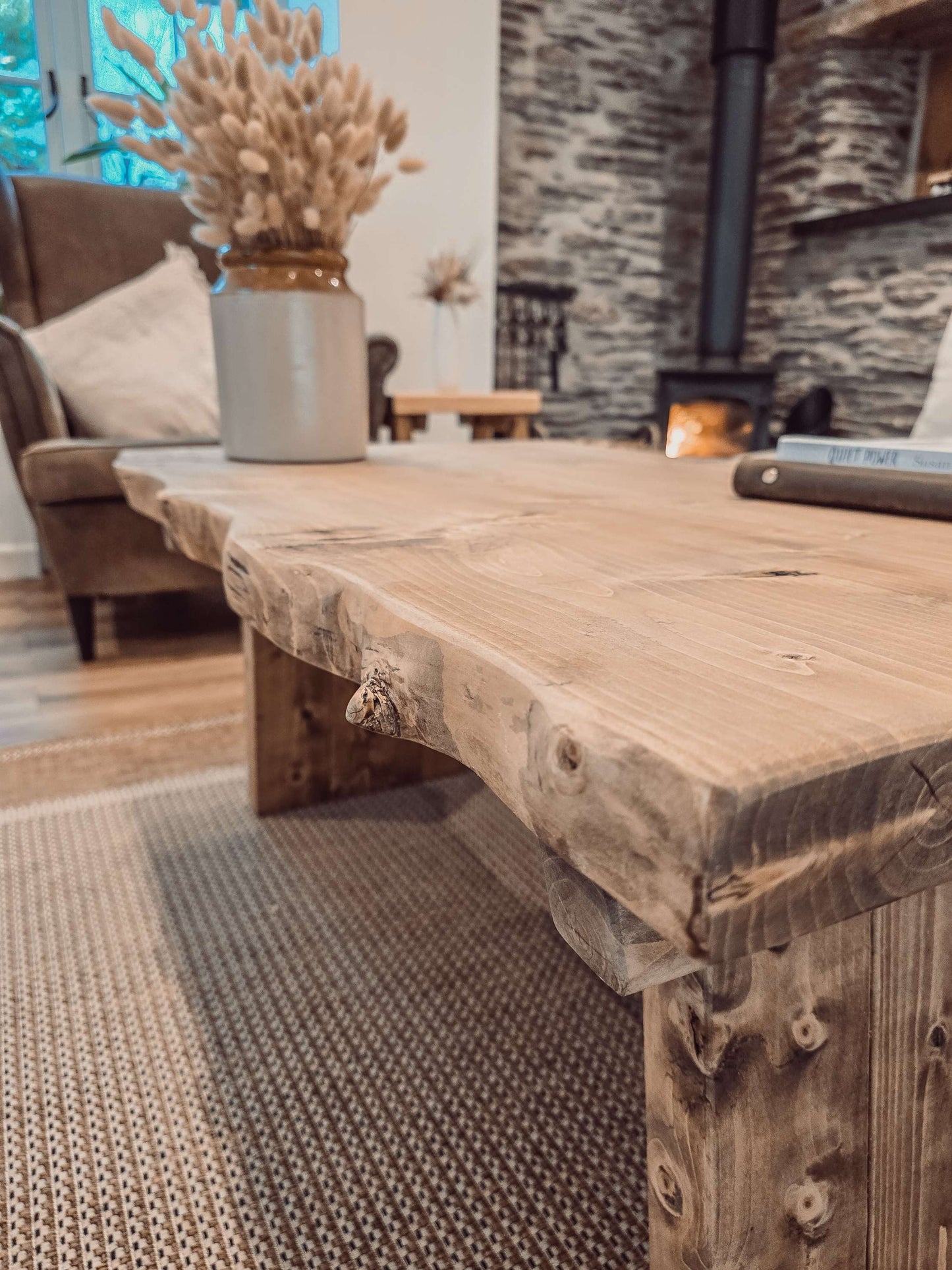 LINA Angled Legs Chunky Live / Waney Edge Coffee Table