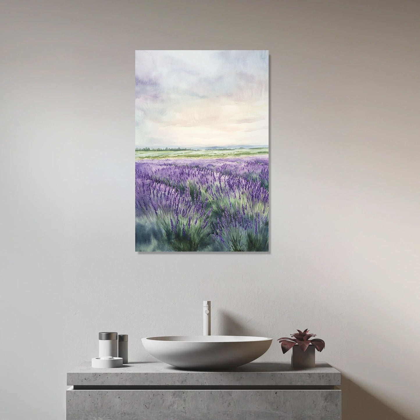 Melancholic Lavender Fields Canvas