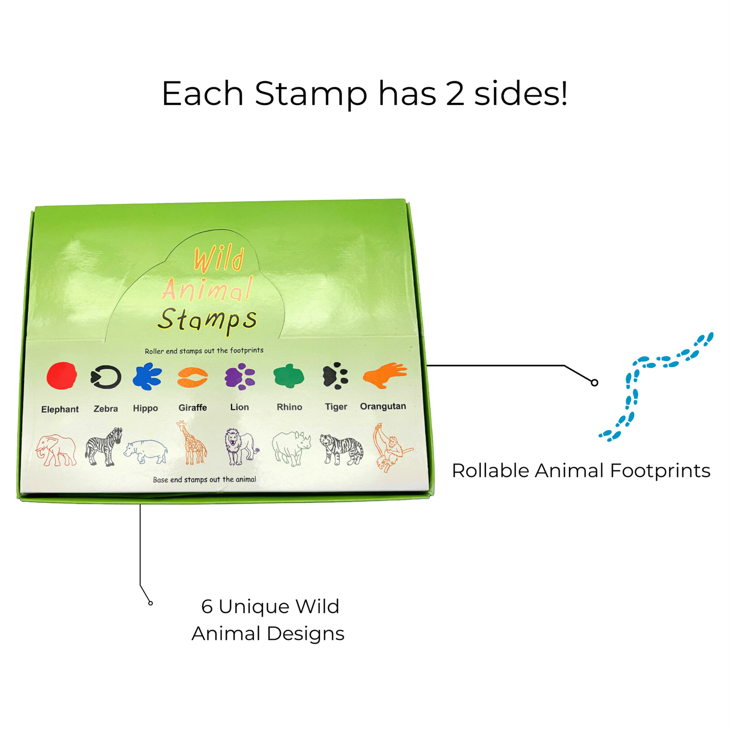 Double Sided Self Inking Wild Animal Stamper with Roller (single)