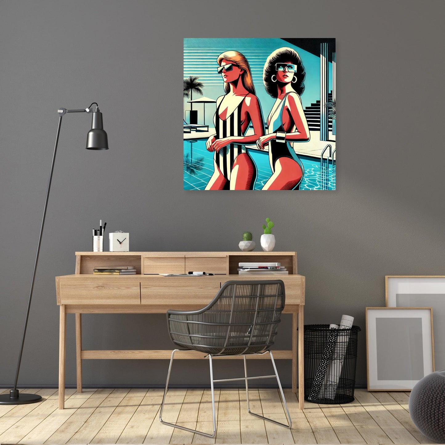 Retro Elegance Poolside Canvas