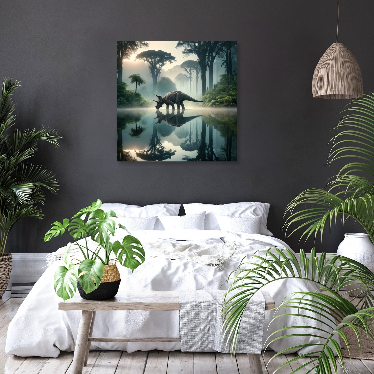 Lakeside Reflections Triceratops Canvas