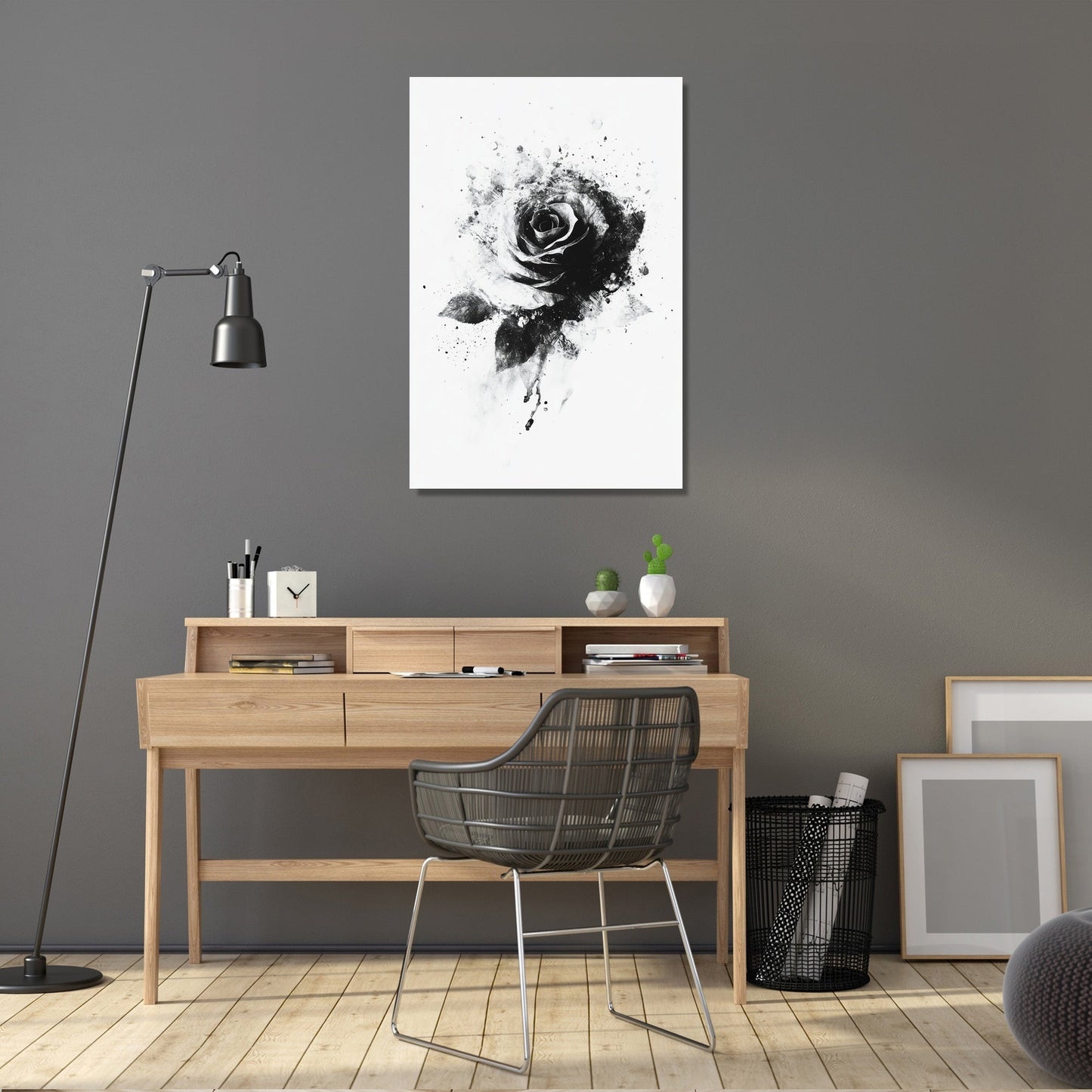 Monochrome Rose Elegance Canvas