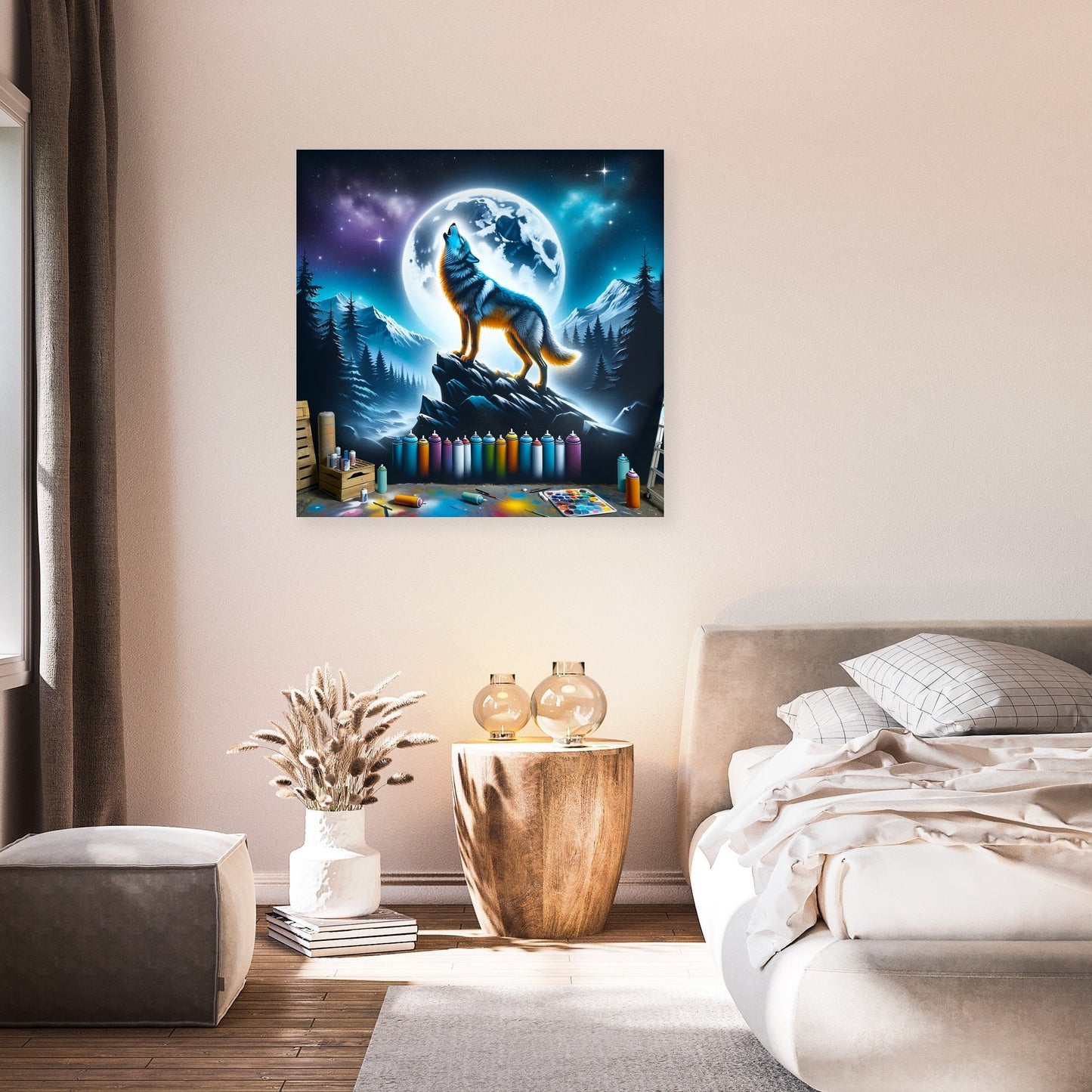 Howling Wolf Night Canvas