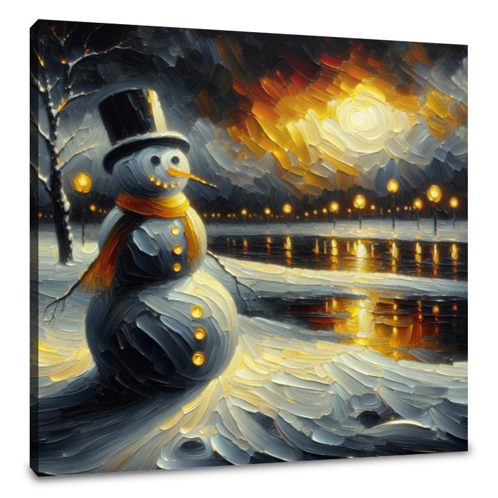 Melancholic Black Snowman Canvas