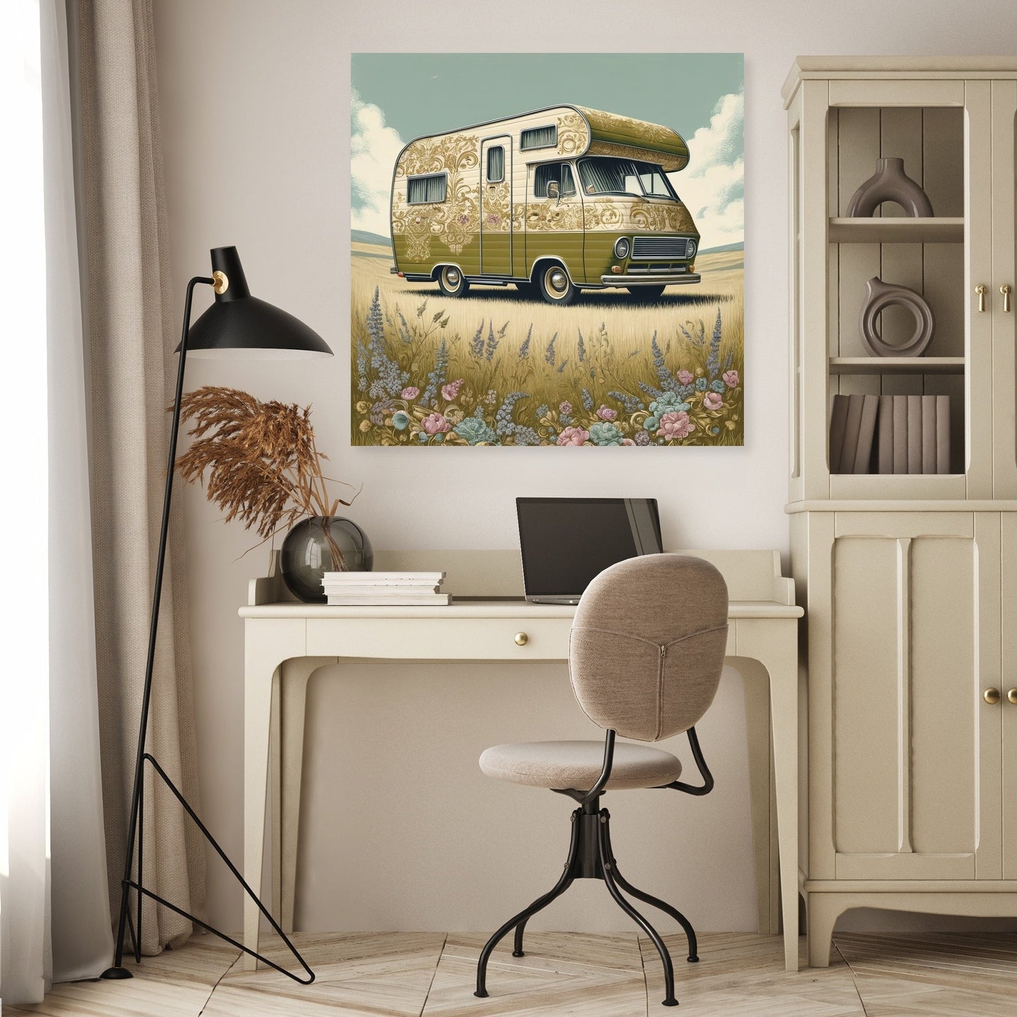 Retro Flower Camper Canvas