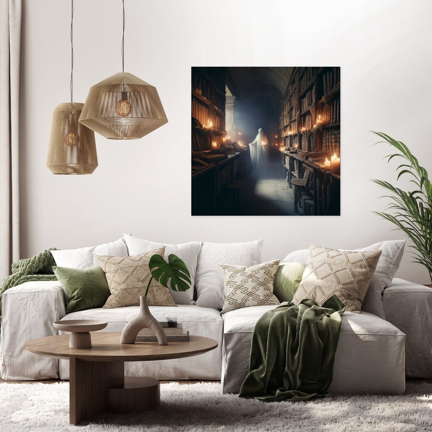 Ghostly Scholar's Library Canvas