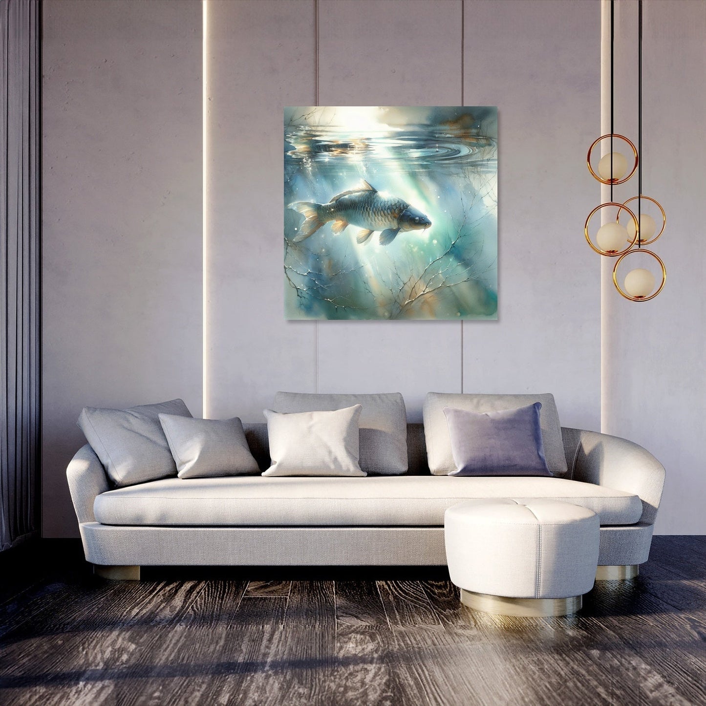 Solitary Carp Reflections Canvas