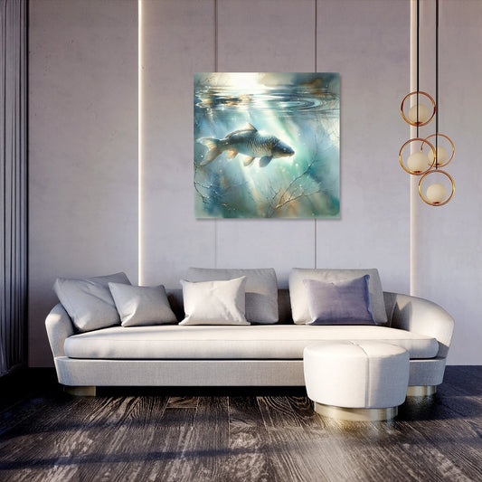 Solitary Carp Reflections Canvas