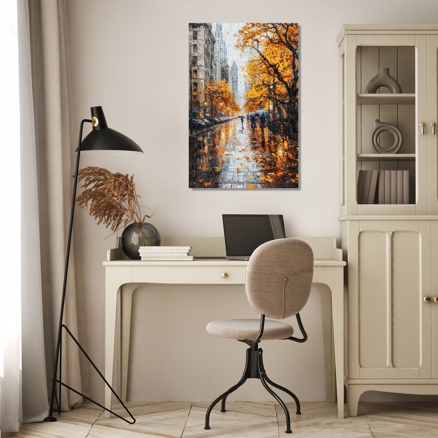 Autumn Rain City Canvas