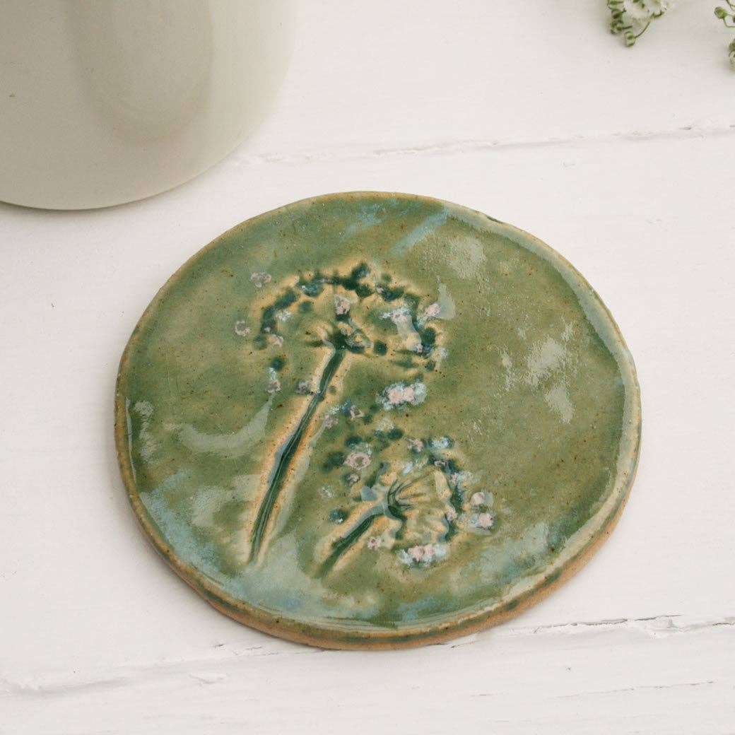 Juliet Reeves Green Meadow Wild Flower Ceramic Coasters Set of 4