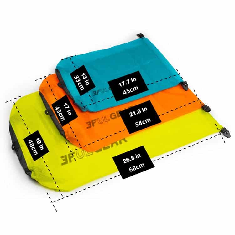 3F UL Gear Exhaustible Compression Stuff Sacks (Various Sizes) 15D Nylon