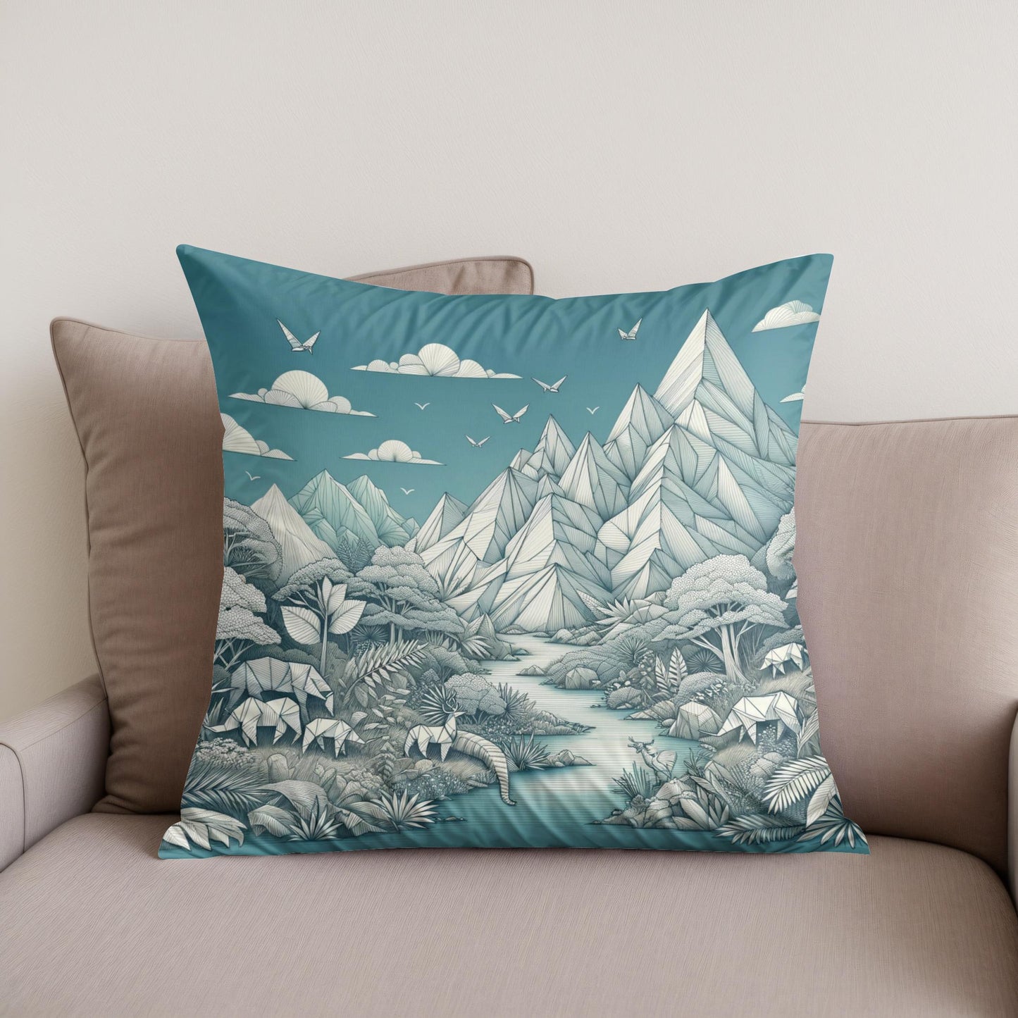 Paper Wilderness Panorama Cotton Cushion