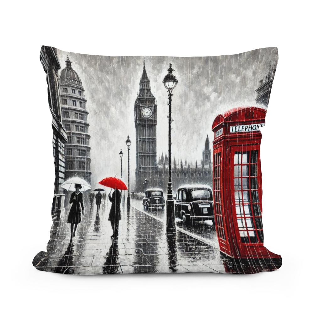 London Rain Stroll Cotton Cushion