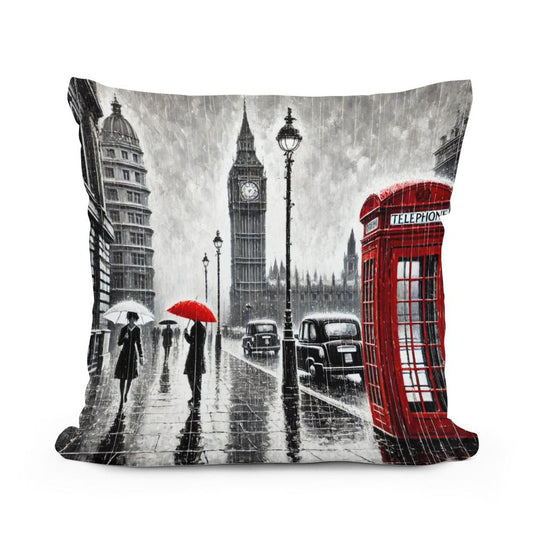 London Rain Stroll Cotton Cushion