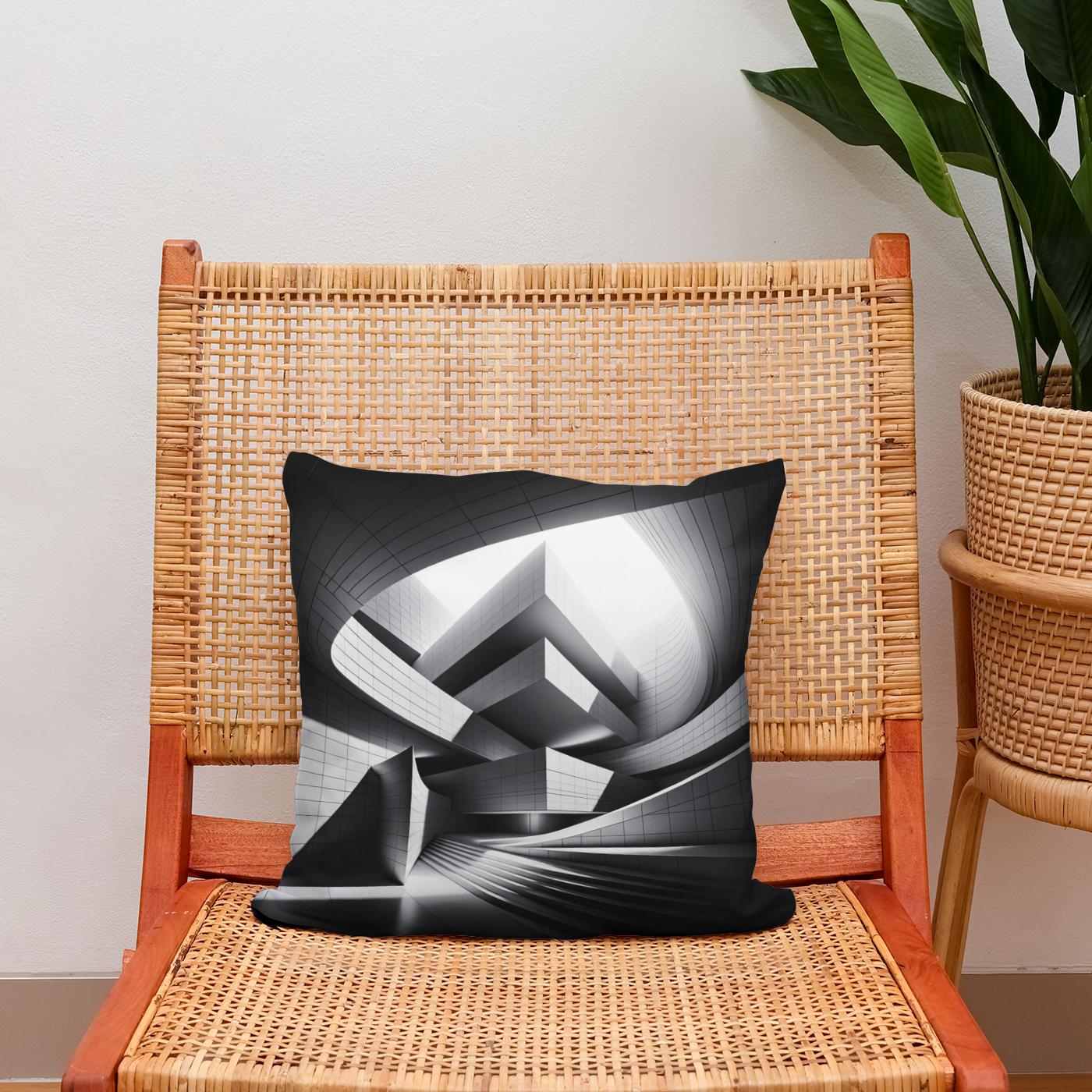 Modern Mirage: Light and Structure Cotton Cushion