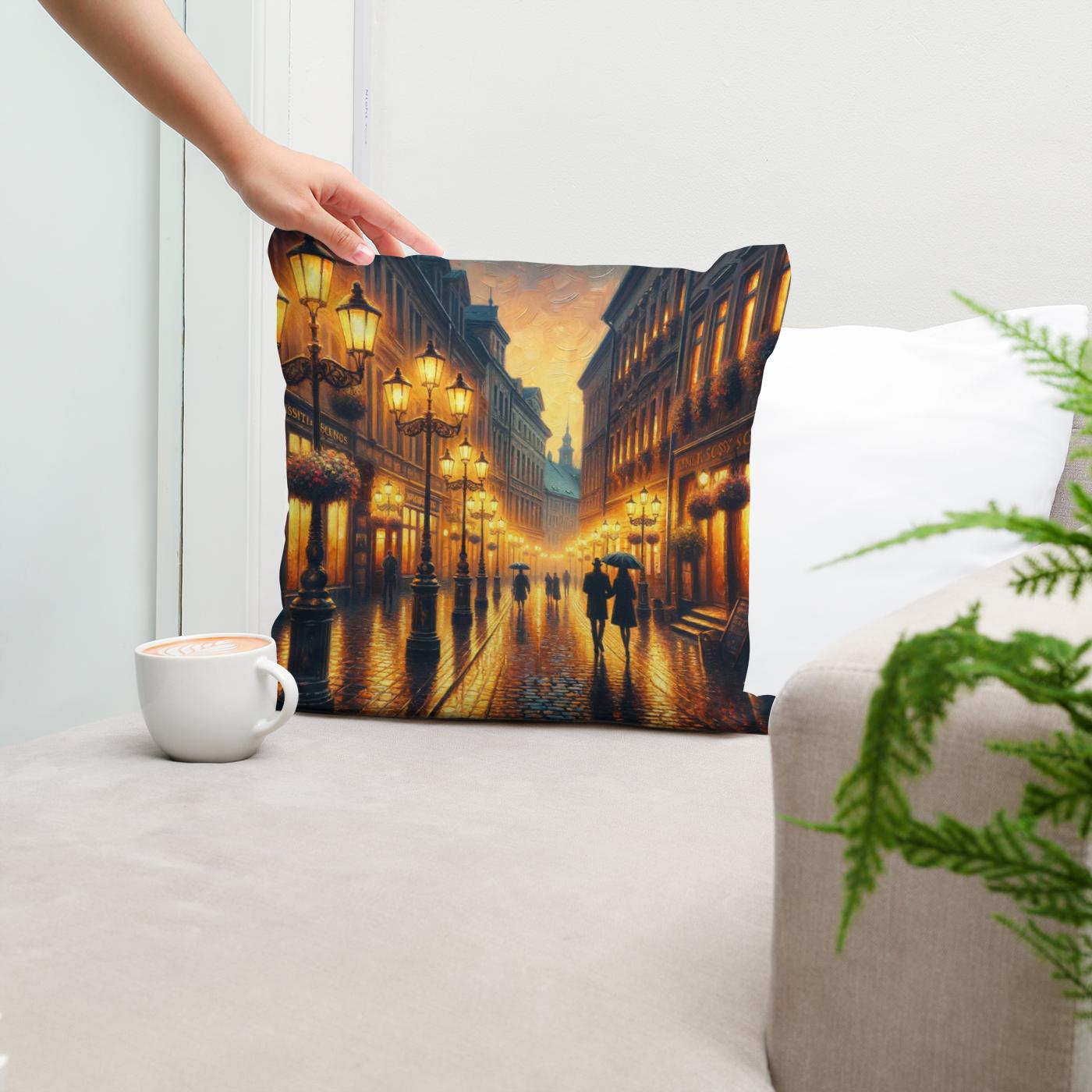 Rainy Evening Romance Cotton Cushion