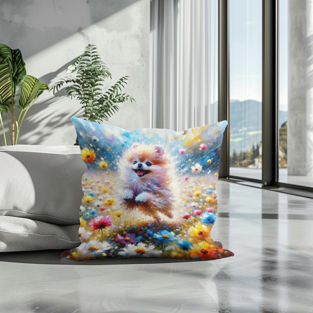 Pomeranian Joy Cotton Cushion