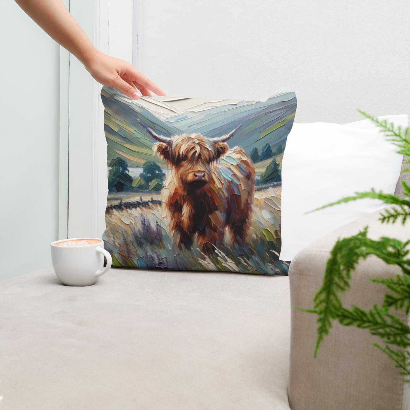 Muted Highland Journey Cotton Cushion
