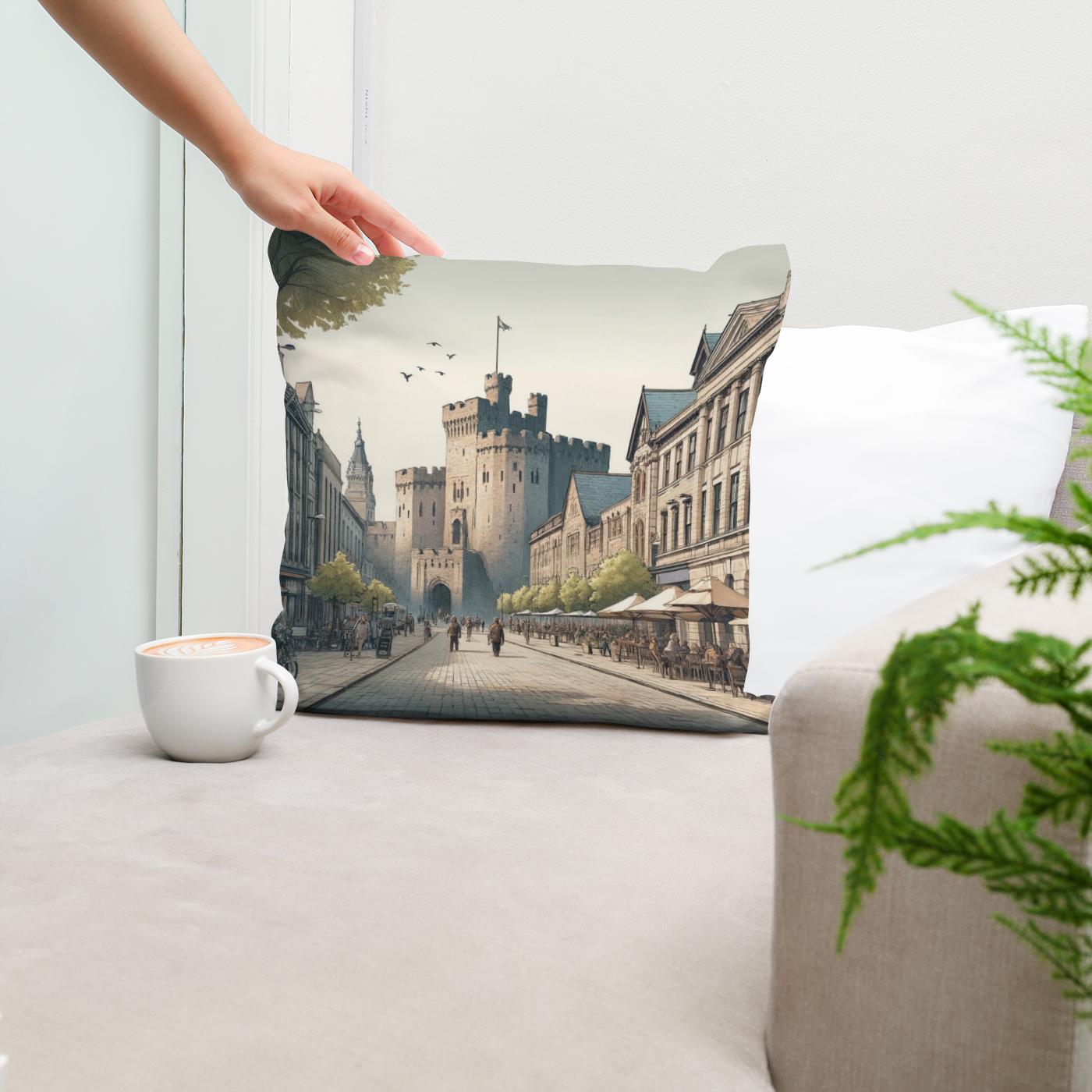 Cardiff Castle Street Cotton Cushion