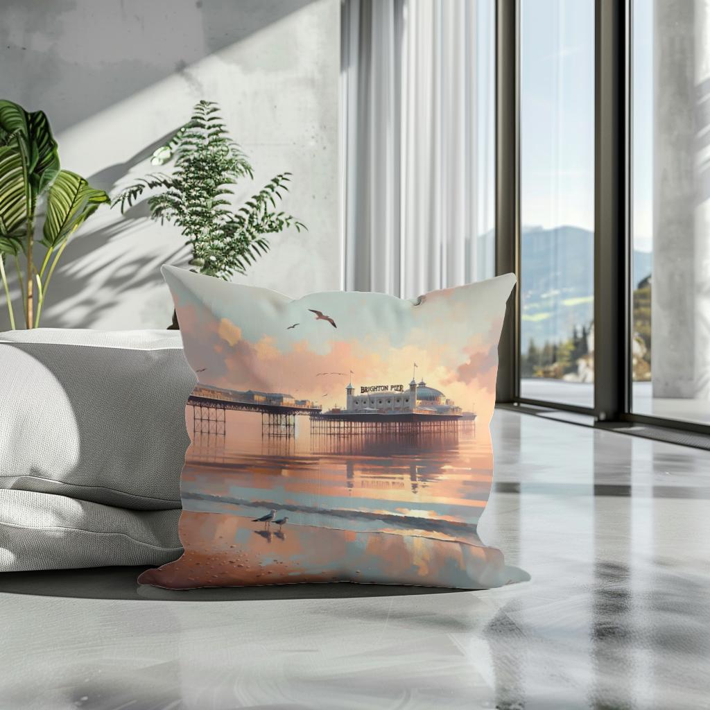Brighton Pier Tranquil Morning Cotton Cushion