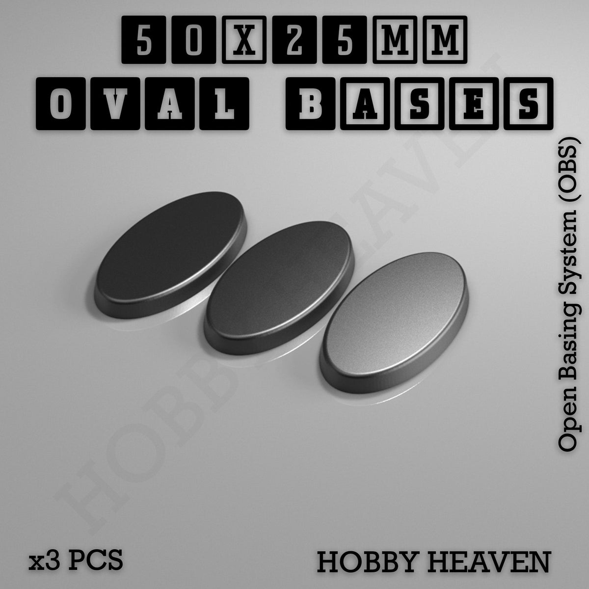 50x25mm Oval Textured Bases 3D Printed