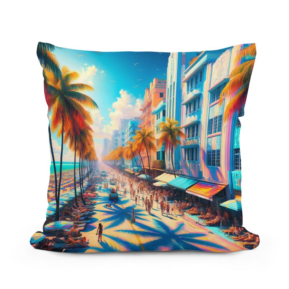 Vibrant Miami Summer Cotton Cushion