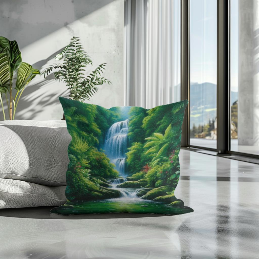 Rainforest Cascade Cotton Cushion
