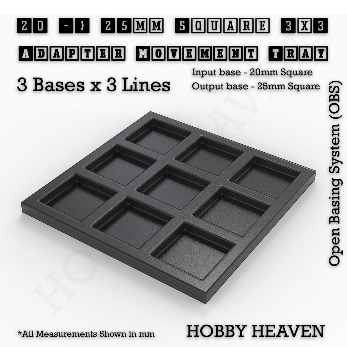 Square and Rectangle Movement Tray Adapters for Tabletop Games