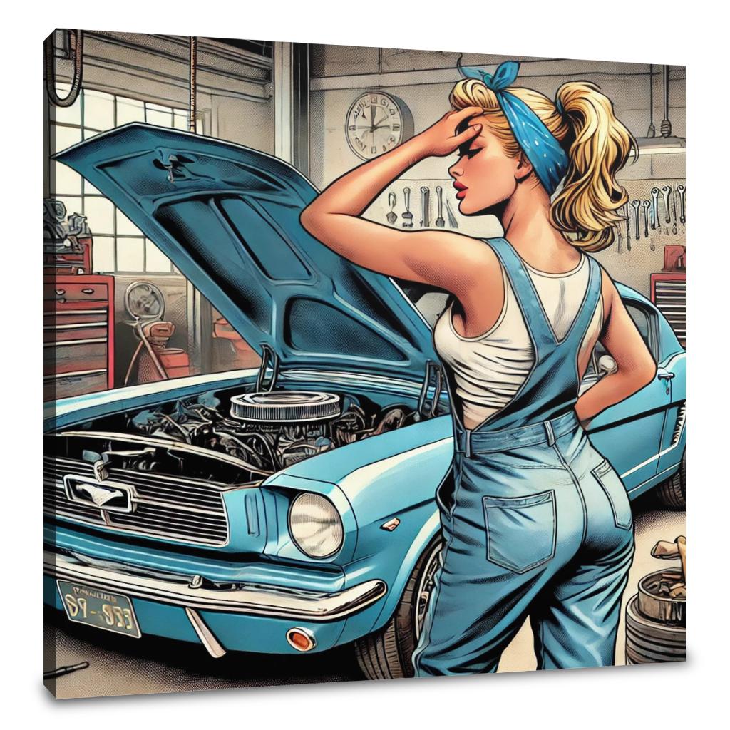 Retro Mustang Repair Canvas