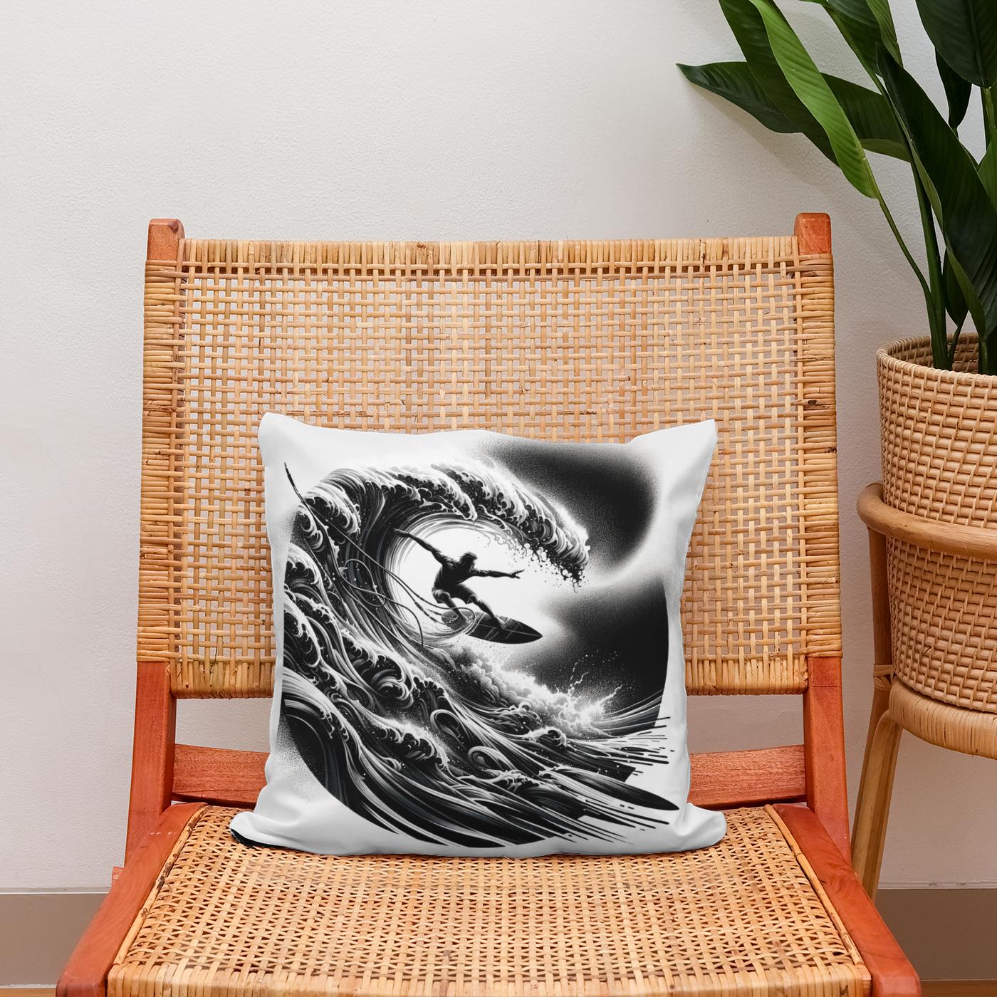 Surge of the Silver Wave Cotton Cushion