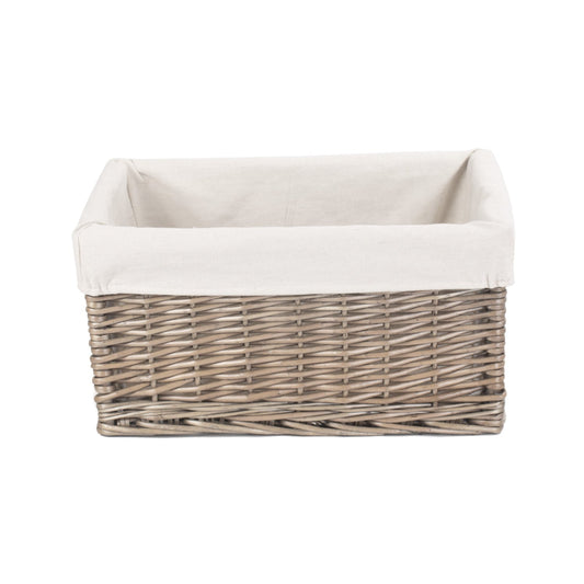 Extra Large Antique Wash Willow Storage Basket with White Lining
