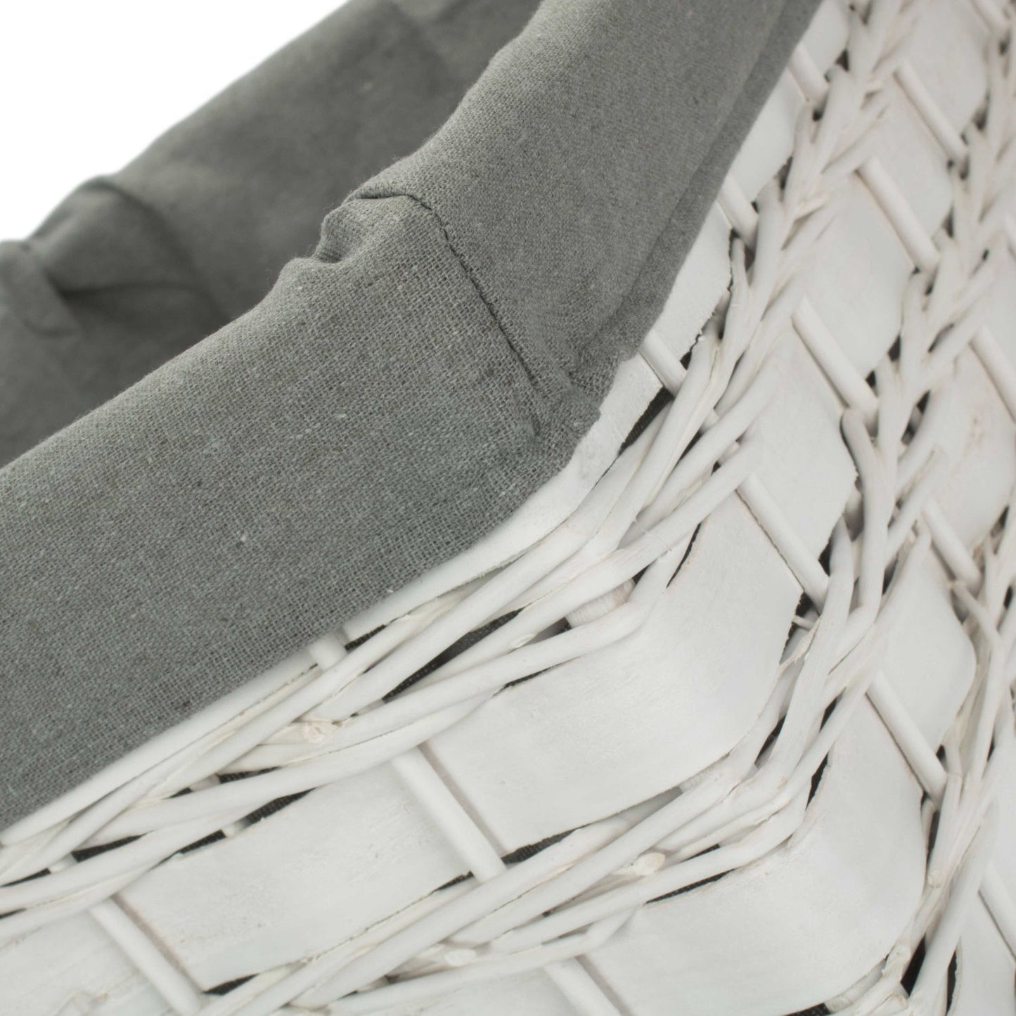 Extra Large White Scandi Storage Basket with Grey Sage Lining
