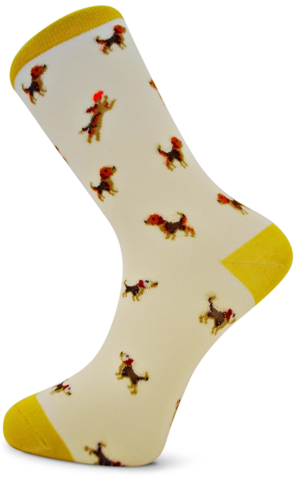 white mens socks with dog design