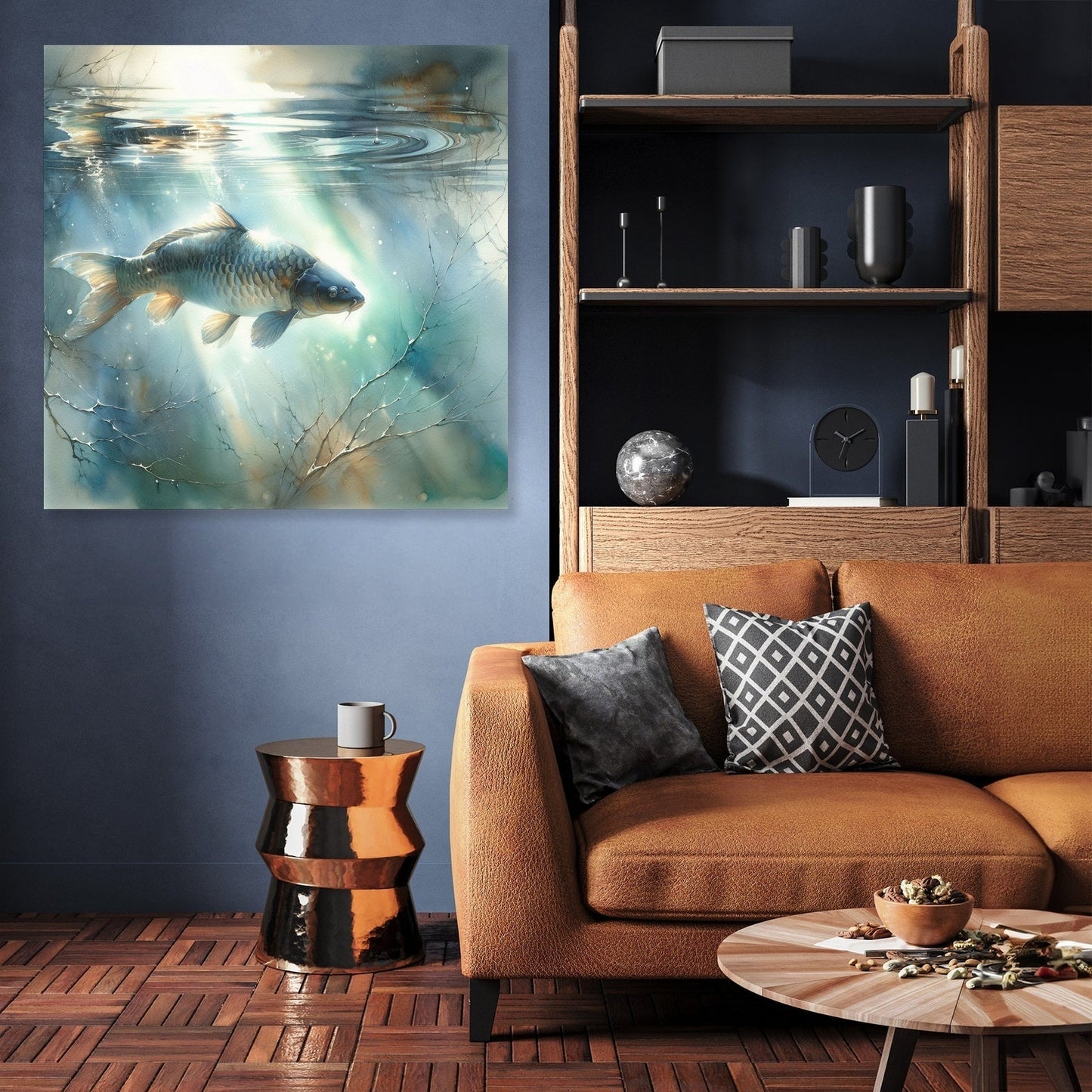 Solitary Carp Reflections Canvas