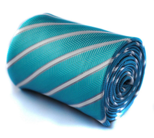 aqua turquoise and white striped tie