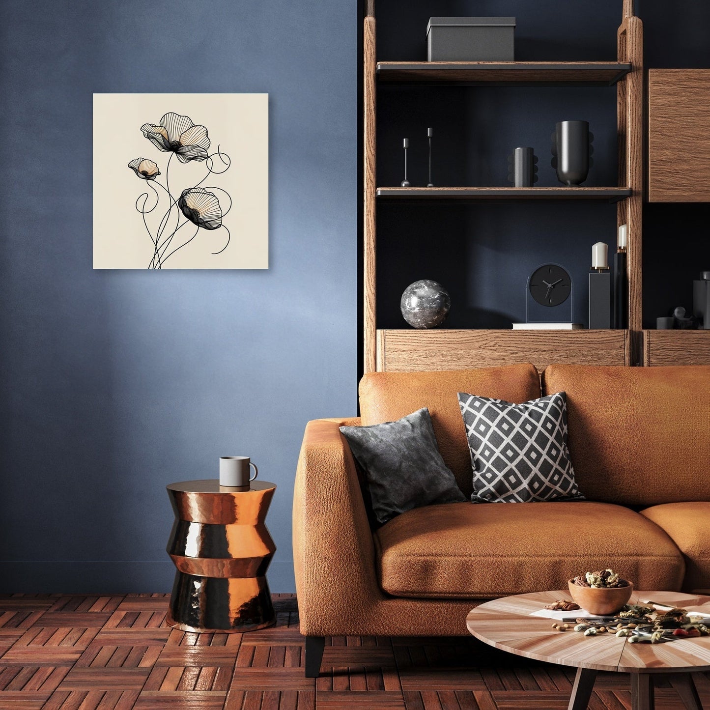 Golden Noir Poppies Canvas
