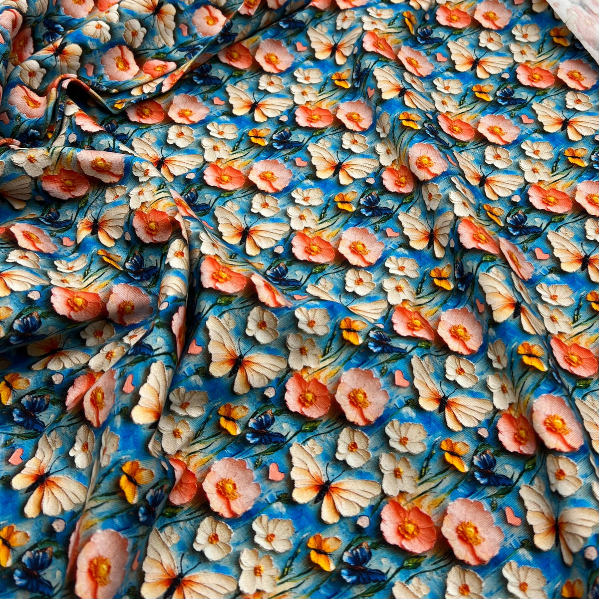 Butterfly Print Cotton Stretch Jersey 200 GSM 95/5 Lycra 4 Way Stretch