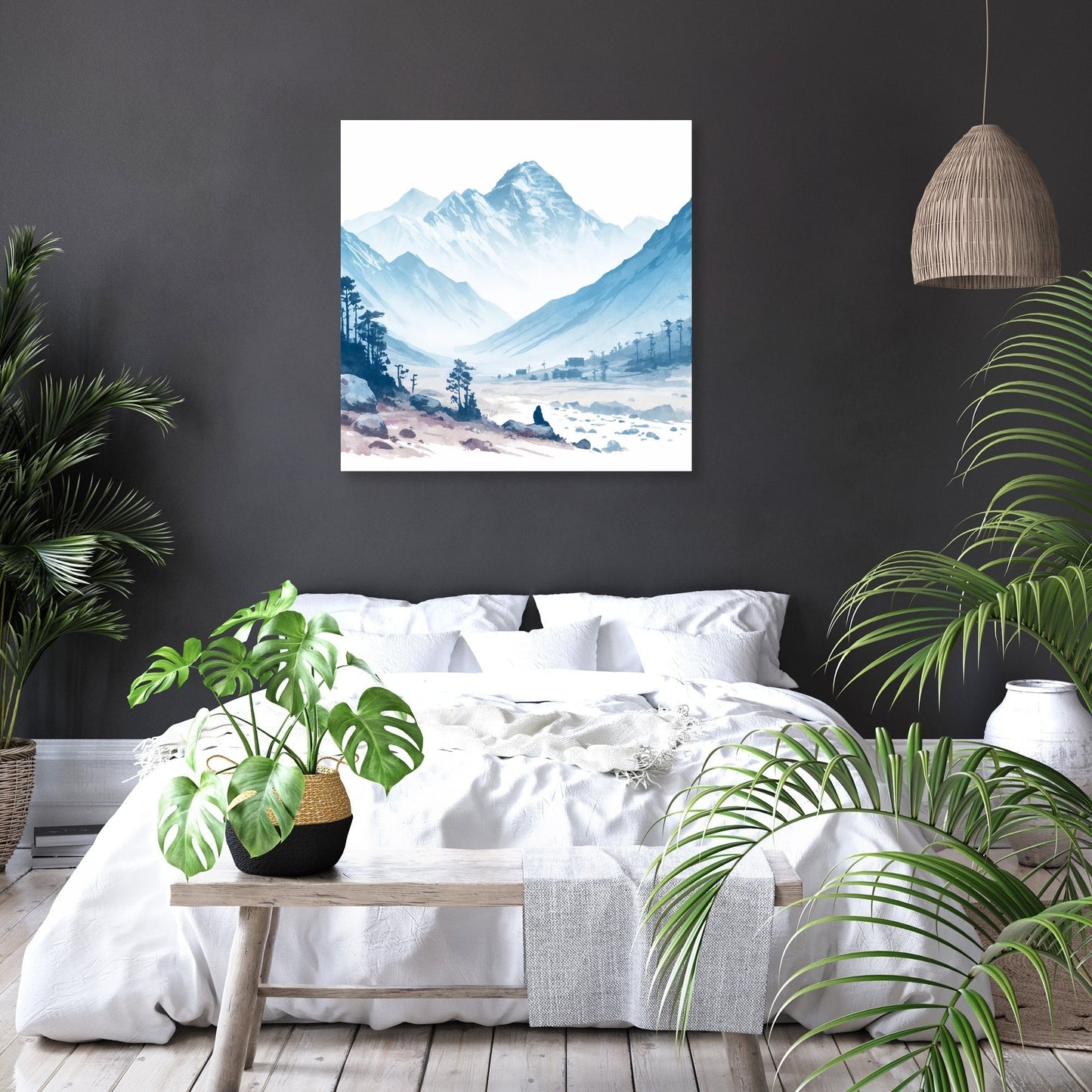 Tranquil Mountain Peaks Canvas