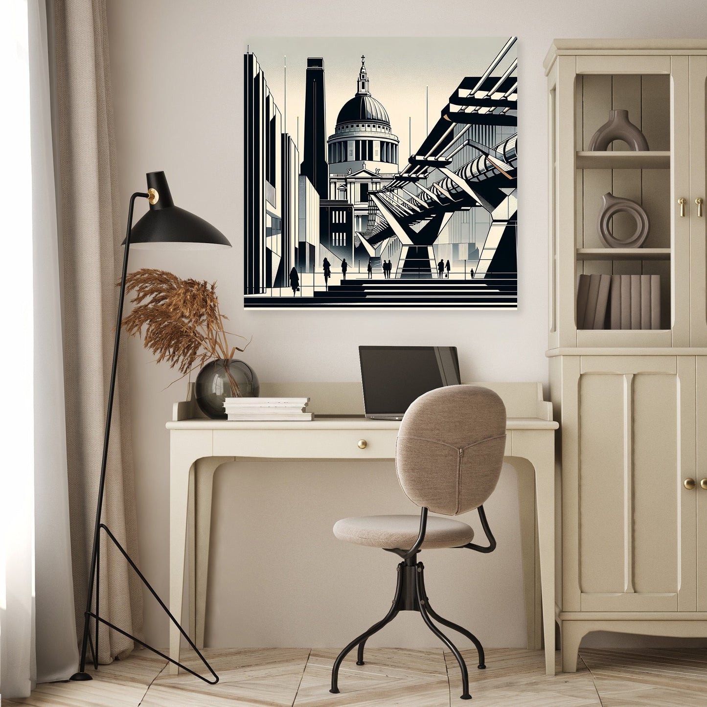 London Tate Modern and Millennium Bridge Modernist Canvas