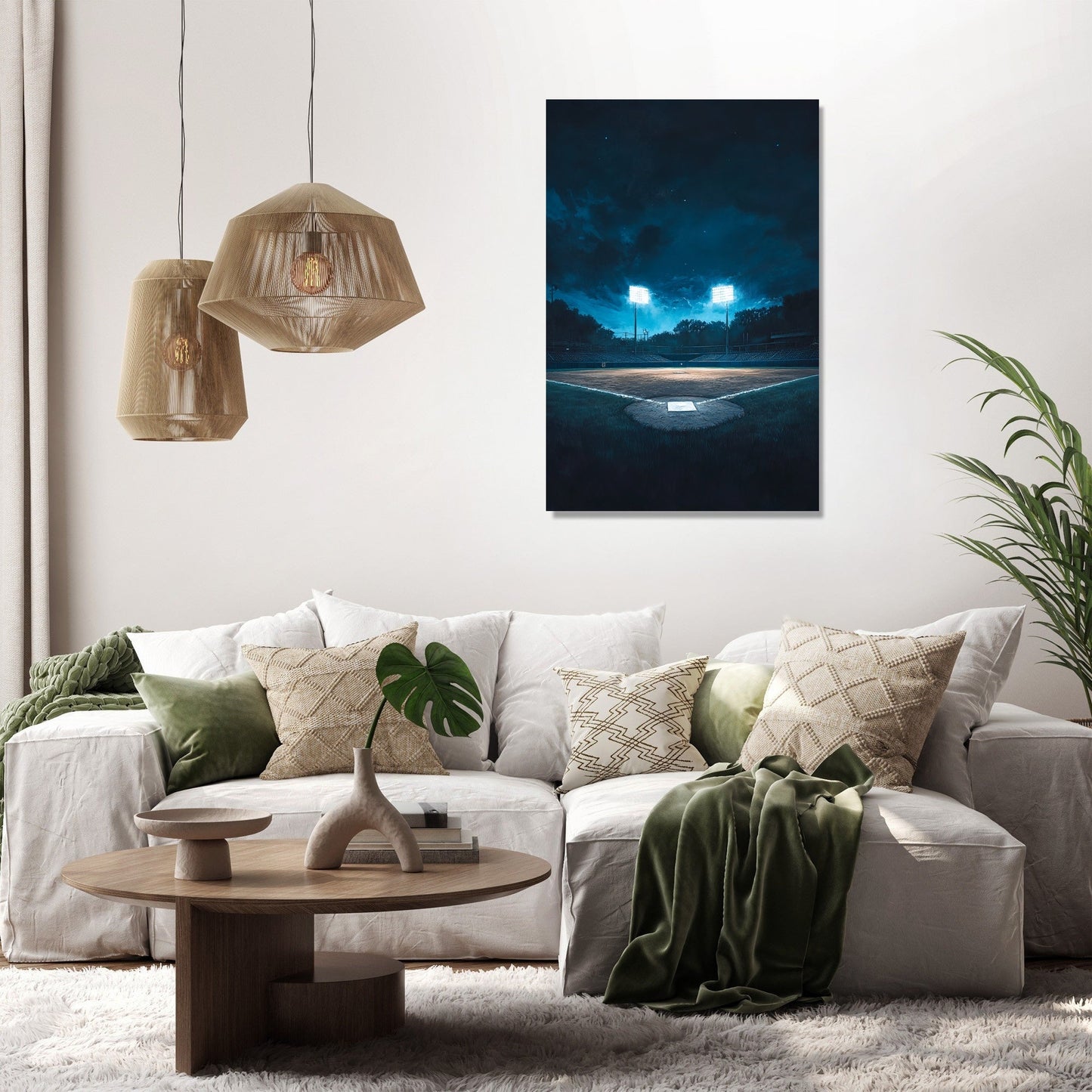Baseball Field at Night Canvas