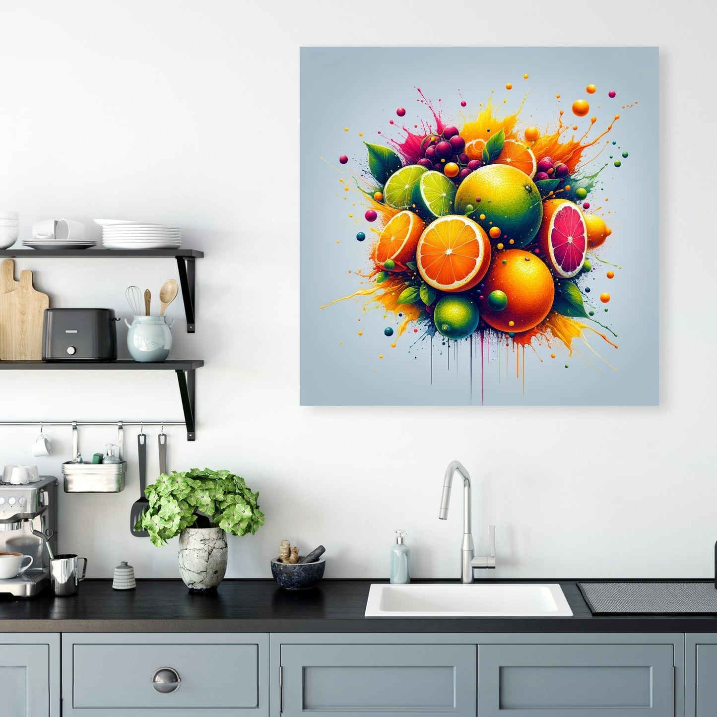 Abstract Citrus Fusion Canvas