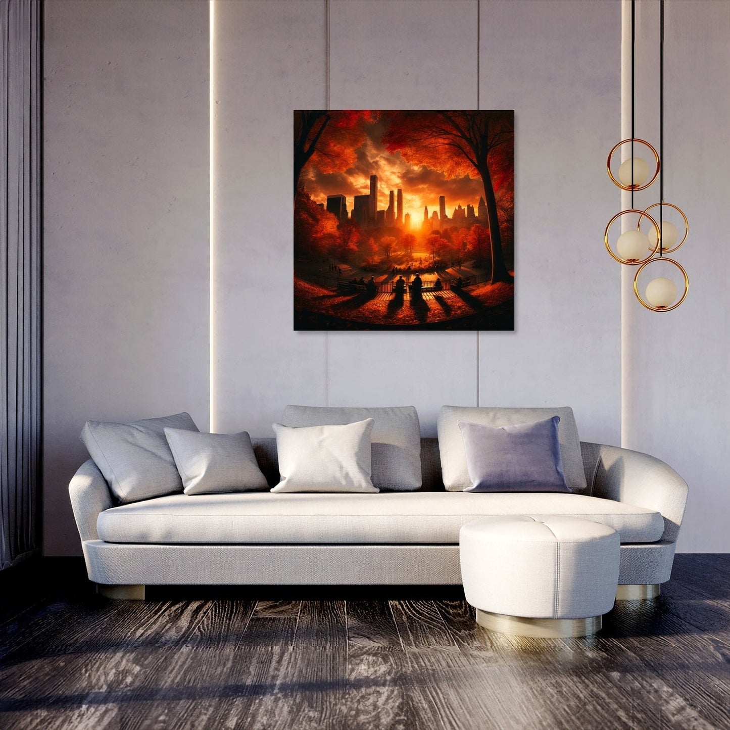 Autumn Sunset Silhouettes Canvas