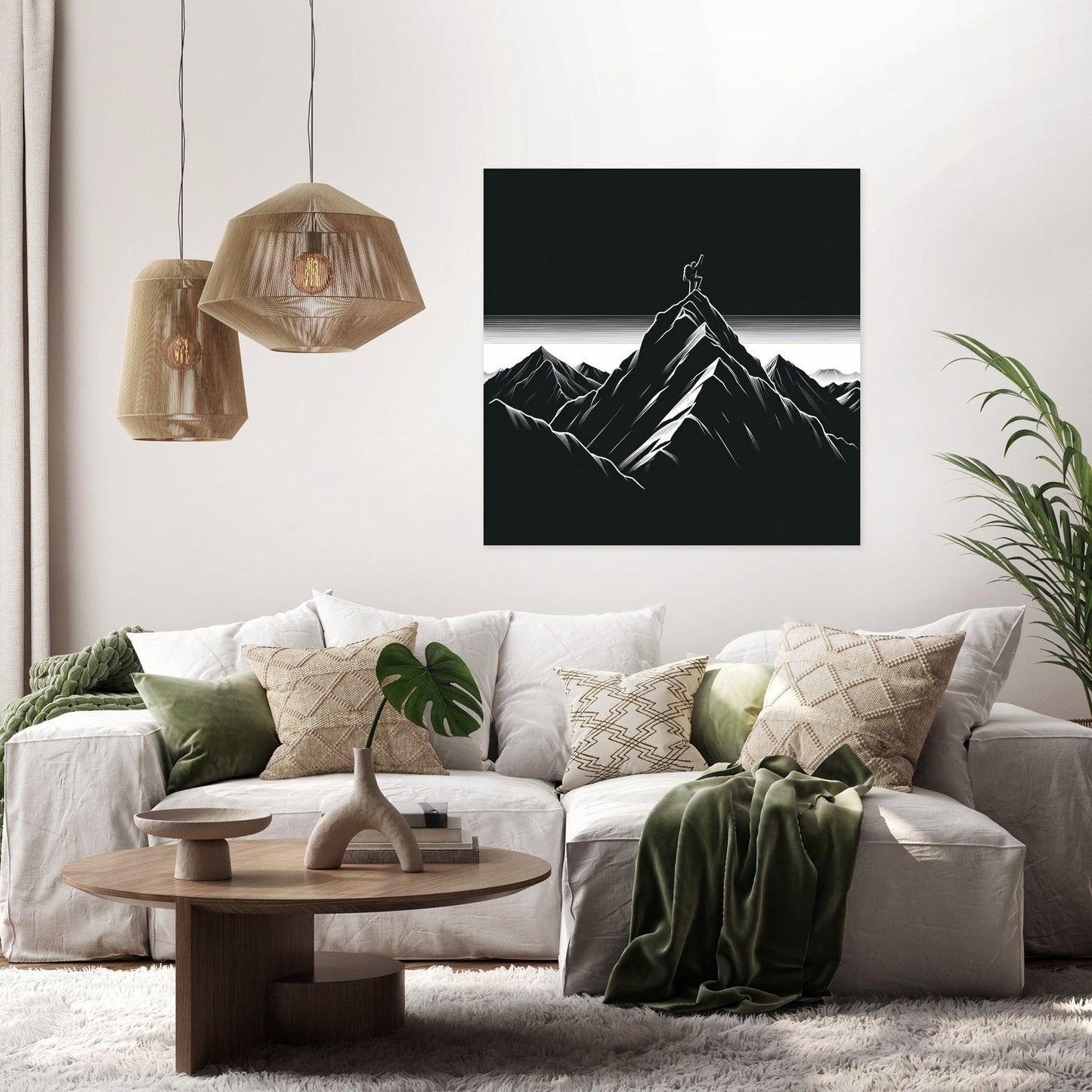 Mountaineering Adventure in Dark Tones Canvas