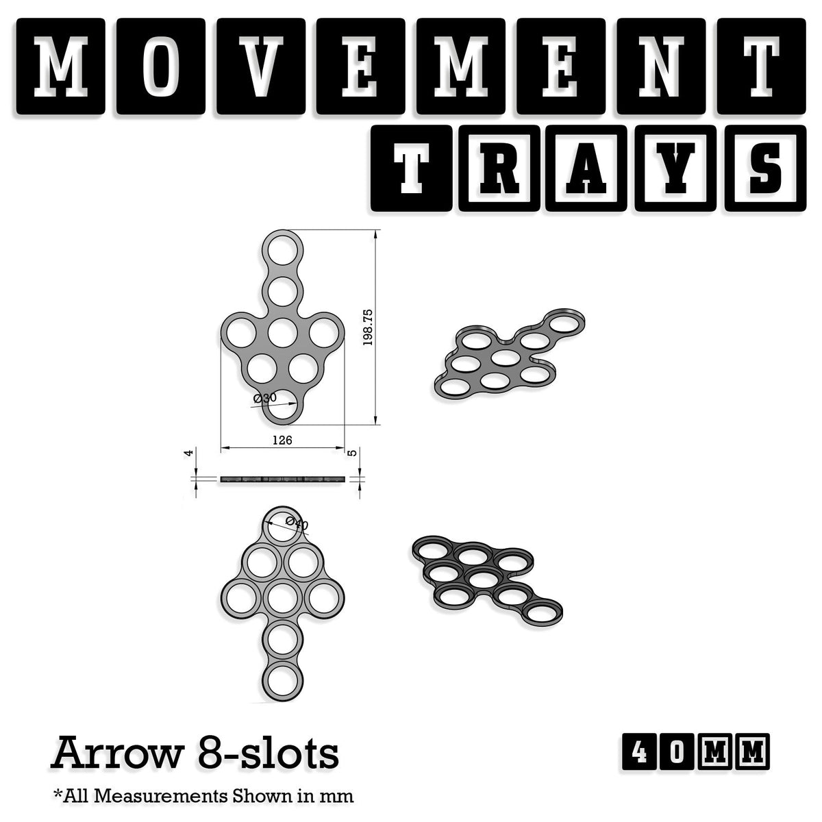 40mm Movement Trays for Miniatures | Tabletop Wargames Compatible | Full Range