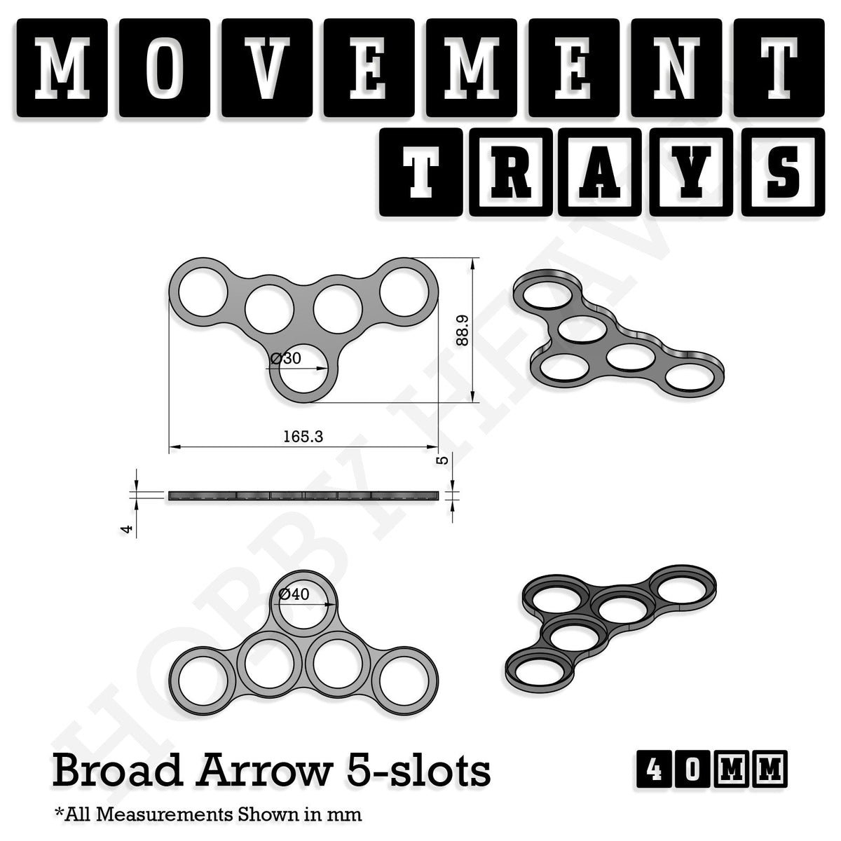 40mm Movement Trays for Miniatures | Tabletop Wargames Compatible | Full Range